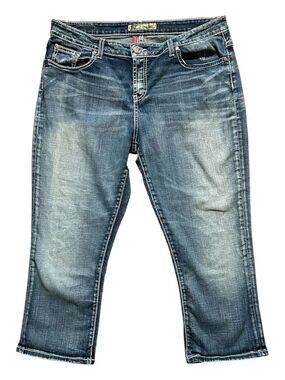 BKE Taylor Cropped Jeans in Mid Blue Wash
